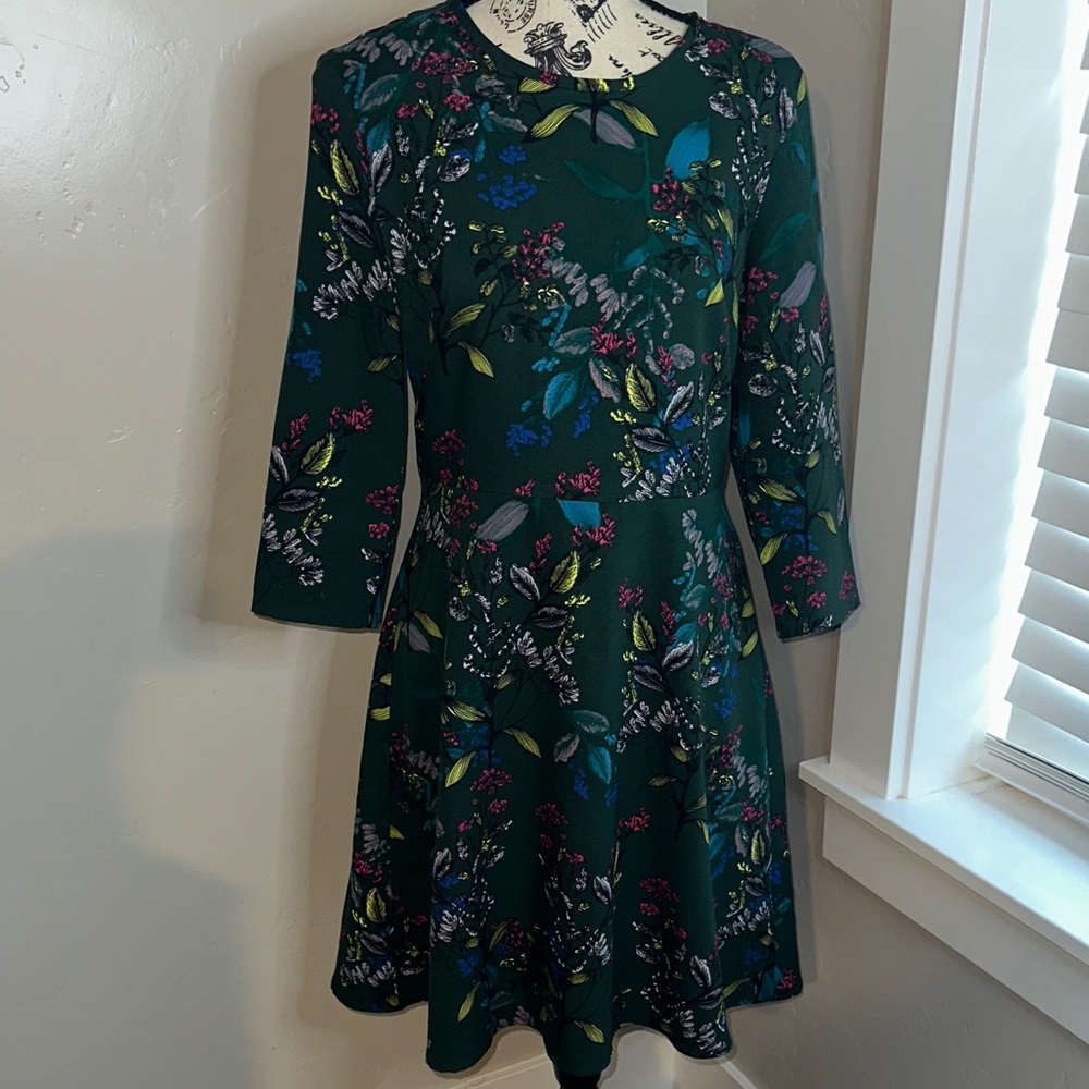 Banana Republic Dark Green Floral Dress
